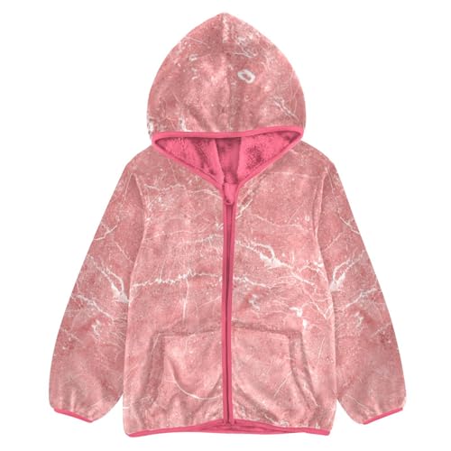 GuoChe Pink Marble Stone with White Baby Boy Fleece Jacket