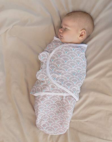 Cambria Baby 100% Organic Cotton Adjustable Swaddle Wrap for Newborns 0-3 Mo (Aqua Gray 3 Pk) - Thumbnail 4