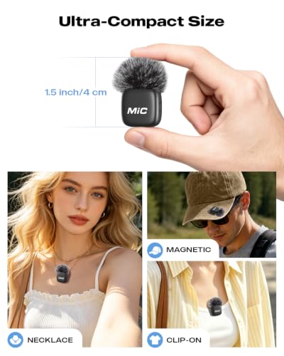 2-Pack Mini Wireless Lavalier Microphone for iPhone, iPad, Android and PC, Clip-On Mic with Noise Reduction, Auto Pairing, Mute and Reverb, USB-C Receiver, Lightning and USB-A Adapters view 8