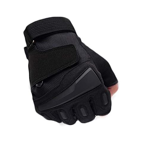 QHENS Black Cycling Gloves Half Finger Thicken Winter Anti Slip Shock Absorbing Breathable Velcro Wrist Sport Climbing Gardening,Black,L Cover
