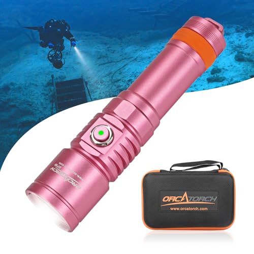 Image of ORCATORCH D710 Scuba Diving Light, 3000 Lumens Super Bright Underwater Flashlight with 6 Degrees Narrow Beam, IP68 Waterproof Night Dive Torch 150 Meters Submersible Light (Pink)