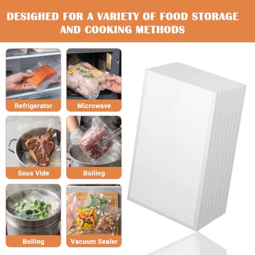Image of 300pcs Vacuum Sealer Bags Pre-Cut Design Commercial Grade Food Sealable Bag Smell Proof, Ideal for Food Saver, BPA Free, Great for storage, meal prep, and Sous Vide, 25 * 15cm /9.84 x 5.91 IN