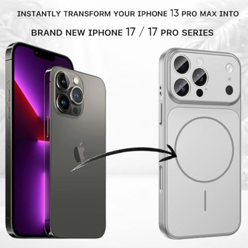 Image of SHINESTAR Converter Case for iPhone 13 Pro Max | Premium Protective Mag-Safe Cover | iPhone 17 Pro / 17 Pro Max Series Style Design | in-Built Camera Guard | Wireless Charging Compatible - Silver