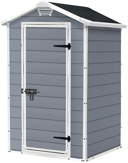 Keter Manor Outdoor Garden Storage Shed, Grey, 4 x 3 ft