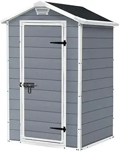 Keter Manor Outdoor Garden Storage Shed, Grey, 4 x 3 ft