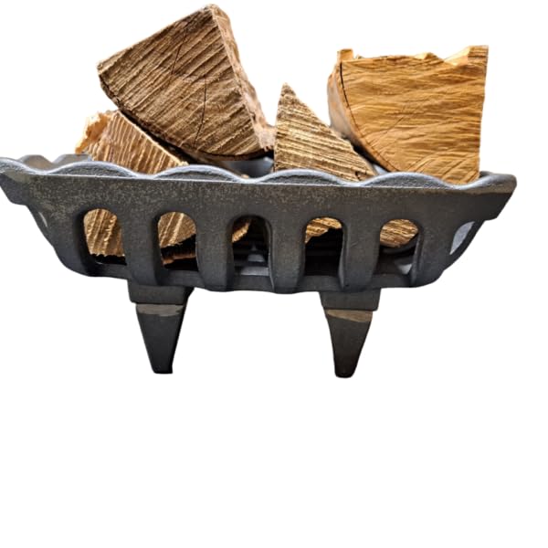 Braciere in Ghisa per Camino, Brucialegna per Caminetto (L 37.5 - P 26 - H 12.6 cm) Peso: 5.60 kg, Resistente Alte Temperature, Made in Italy