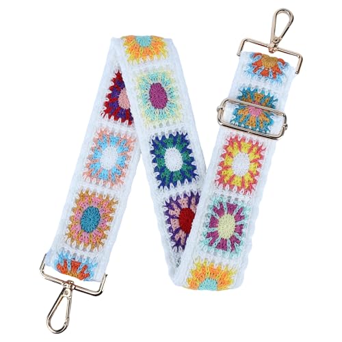 Image of Purse Strap, Adjustable Embroidery Flower 2 Inch Wide Purse Straps Replacement Crossbody for Women