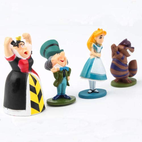 Unbranded New Alice in Wonderland Playset 6 Action Figure Doll Cake Topper Toy Hatter White Rabbit Figurines Mini Toy Set