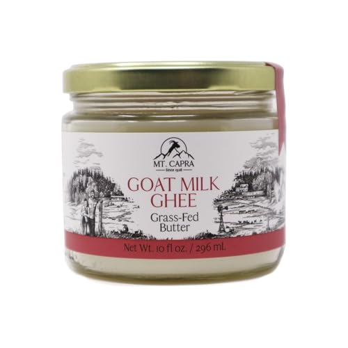 MT. CAPRA SINCE 1928 Goat Milk Ghee by | Grass Fed Clarified Butter High in MCT Oil Perfect for Bulletproof Coffee, Keto, Paleo, and Whole 30 Diets | Pastured, Unsalted and Lactose Free | (10 fl oz)
