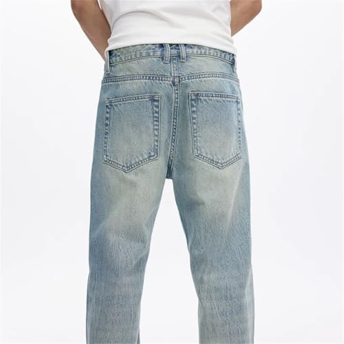 Men Spring Flared Pants Bootcut Jeans Loose Fit Light Blue Denim Trousers3