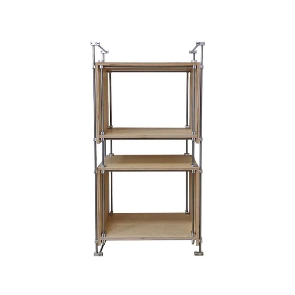 CHENGAIJIAN Cd Rack Open Wooden Vinyl Record Storage Rack Living Room Sofa Sideboard with Stainless Steel Bracket