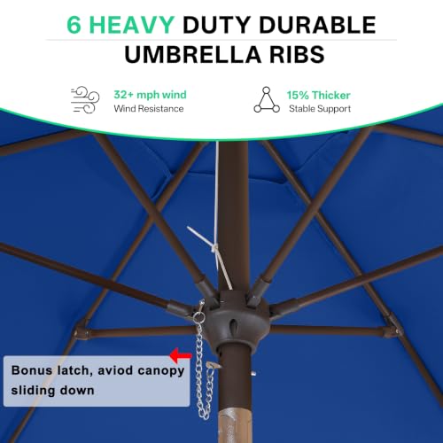 Image of ABCCANOPY 7.5ft Scalloped Patio Umbrella, Outdoor Table Umbrella with Tilt and Crank, Fiberglass Ribs Deck Umbrella for Patio, Pool, Garden, Picnic (Blue)