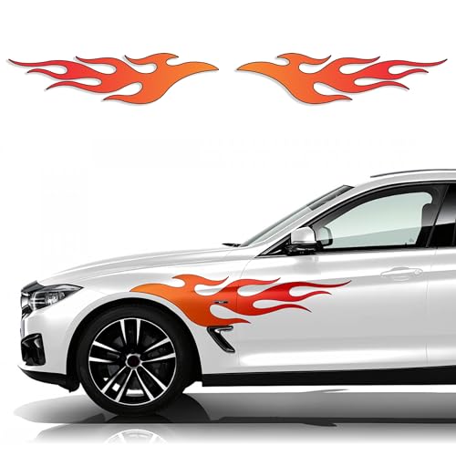 Image of Flame Decals for Cars, Fire Stickers - Flame Decals, Compatible with Sedan, SUV, Pickup Truck, Decoration, 2pcs 12 inch x 50 inch