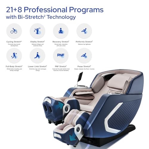 Image of ROTAI R-NEXA 4D Robotic Massage Chair with Rovo Walking Technology | Dual-Core Synergy System | Bi-Stretch Deep Stretching | 38-Airbag Full Body Air Compression Massage Chair (Blue)