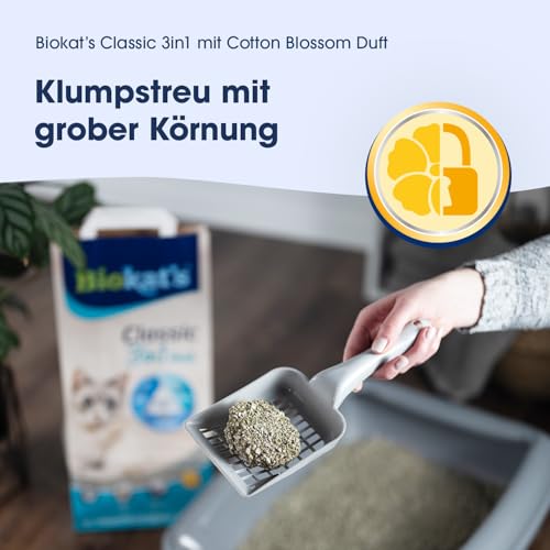 Biokat's Classic fresh 3in1 Katzenstreu mit Cotton Blossom-Duft - Klumpstreu aus Bentonit mit 3 unterschiedlichen Korngrößen - 1 Sack (1 x… – Ansicht 3