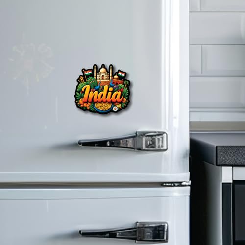 Image of CVANU India Country Landmark Theme 2pcs MDF Fridge Magnet - Wooden Travel Souvenir Refrigerator Decorative Collectible Magnet