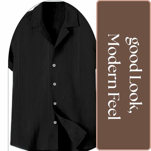 Image of MiraMichi Stylish Men's Regular Fit Half-Sleeve Corduroy Striped Casual Shirt - Perfect
