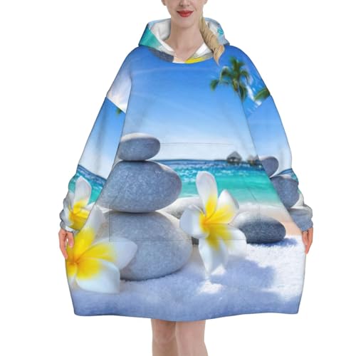 Couverture à capuche en flanelle douce avec imprimé zen haut de gamme