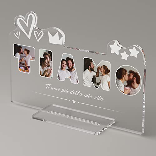 Bemaystar Targa Personalizzata Ti Amo con Foto e Dedica - Cornice...