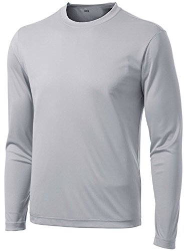 DRI-Equip - Tall Long Sleeve Moisture Wicking Athletic Shirt Tall-Large Silver