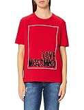 Love Moschino Damen Short Sleeved Seasonal Logo Box with Embroidery and 3-D Effect Organza Petals T-Shirt, RED, 40