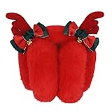 Weihnachtliche Ohrenwärmer Kinder Faltbare Ohrwärmer Winter Warme Plüsch Ohrenschützer Weiche Fleece Earmuffs Rentier Winter Winddicht Ohrenschützer Ear Warmer für Mädchen Jungen (Rot)