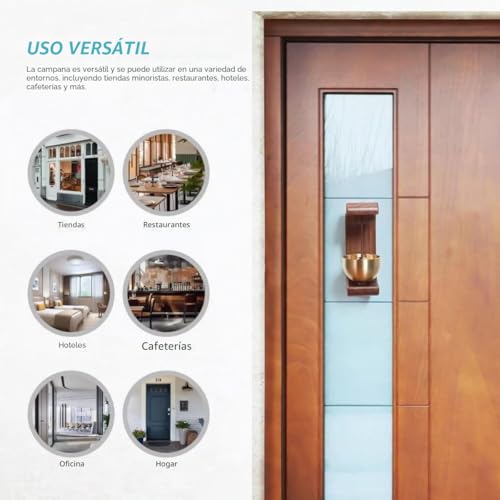 Miniatura 7 de Timbre Magnético Para Apertura De Puerta, Timbre De Puerta Adhesivo Para Porche Delantero, Pared, Jardín, Tienda, Regalo De Inauguración De La Casa, Timbre De Viento De Madera Vintage Con Campana De