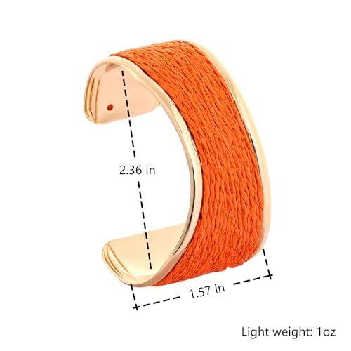 Raffia Colorful Chunky Cuff Bracelet For Women Statement Irregular Wave Vacation Tropical Beachy Spring Summer Wide Open Bangle Handmade Boho Costume Jewelry Accessories2
