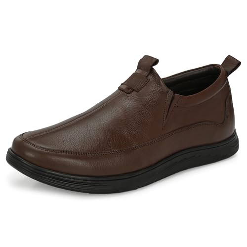Image of Blue Leather by Centrino Genuine Leather Men's Slip On| Moccasins Non-Slip|Loafer Comfy Lightweight |Round Toe Slip-On Shoes |Trendy Non Lace-Up Design | Stylish with Soft Cushioned Insole (3954)