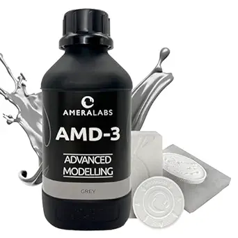 AmeraLabs 3D Printer Resin for 4K/8K/12K LCD LED DLP 3D Printers, 405nm UV-Curing, Photopolymer Resin, High Resolution, Accuracy Detailed Printing, for Scale Models and Prototyping, AMD-3 (Grey, 1kg)