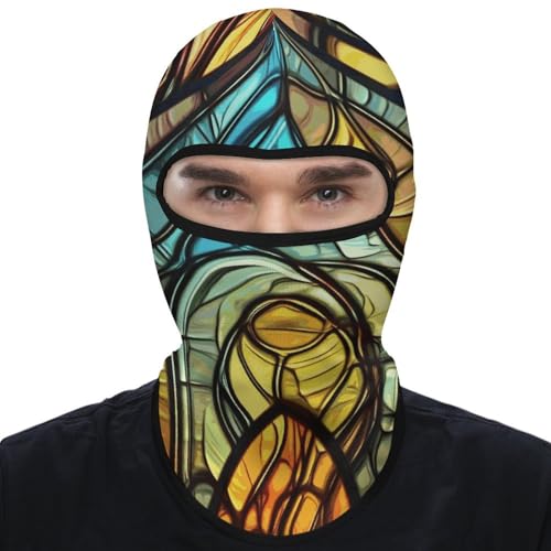 Máscara facial de balaclava de arte de vidrio coloreado para hombres y mujeres, protección solar, transpirable, cubre todo el cráneo para senderismo, ciclismo, running y conducción miniatura 1