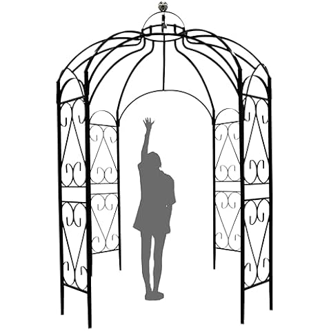OUTOUR Versatile Oversized 9FT Iron Garden Gazebo Arbor Arbour Heavy Duty Metal ArchTrellis Support for Plants Climbing Garden Outdoor Yard Patio Wedding Party Ceremony Decor Arch Cover