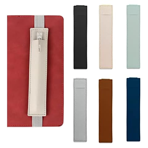 VBNZBK 6 Pcs Adjustable Elasticated Pen Sleeve,Portable Book Pen Holder,PU Leather Elastic Pencil Holder,Pen Holder Pouch for Hardcover Notebooks Journals and Planners(6 Colours) Cover