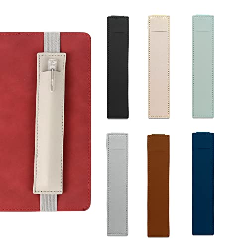 VBNZBK 6 Stück Notizbuch Stifthalter,Wiederverwendbare Buch Stiftschlaufe,Federmäppchen Leder,Tragbare Elastische Stiftetasche,Stifthalter Stiftetasche Für Tagebuch,Notizbuch,Planer(6 Farben) Cover