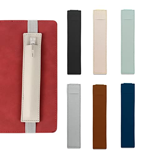 VBNZBK 6 Pièces Étui à Stylo élastique,Étui à Stylo Réglable Pour Ordinateur Portable,Étui à Stylo Portable en Cuir PU Coloré,Porte Stylo Pour Agenda,Carnet de Notes (6 Couleurs)