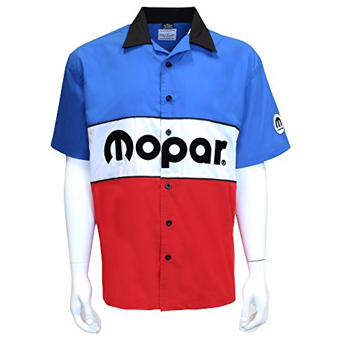 David Carey Originals Mopar 72 Pit Crew â€“ Red White Blue â€“ Button Up Mechanic Shirt M