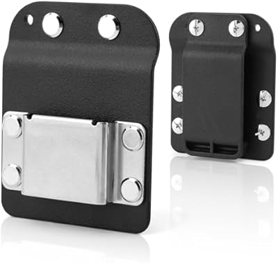 GEZICHTA Tape Measure Belt Clip Holder, Stainless Steel + Nylon, Black, 8.26×3.81cm, 5cm Belt Width