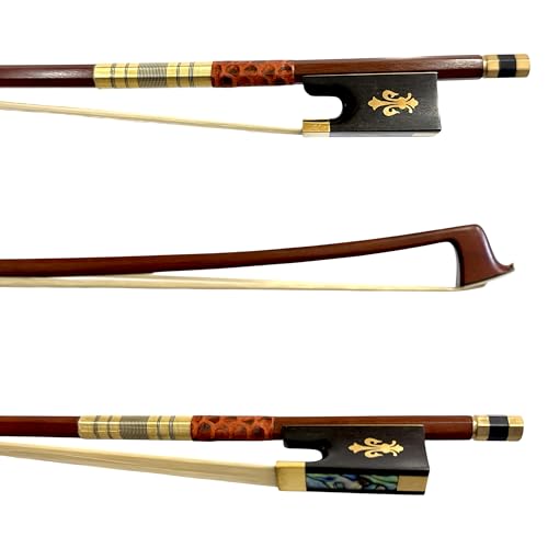 Arco Profissional Violino 4/4 Madeira Oitavado Crina Branca Animal da Mongólia Flor de Lis Gold