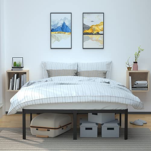 Amazon Basics Sturdy Heavy-Duty Non-Slip Platform Bed Frame King Size Storage, Steel Slat Support, Noise Free, Easy Assembly, 18 Inch Black