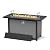 SUNCROWN Outdoor Fire Pit Table, 45in 50,000 BTU Wicker Patio Propane Gas Fire Pit with Glass Wind Guard, Aluminum Tabletop, Firepit Lid, Blue Clear Glass Rocks and Waterproof Cover, Grey