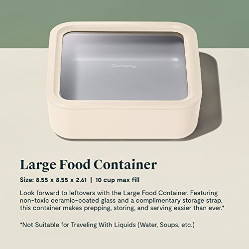 Caraway-Glass-Food-Storage-10-Cup-Glass-ContainerCeramic-Coated-Food-ContainerEasy-to-Store-Non-Toxic-Non-Stick-Lunch-Box-Container-with-Glass-Lids-Dishwasher-OvenSquare-ShapeCream
