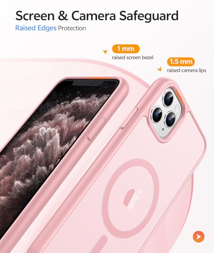 Image of FNTCASE for iPhone 11 Pro Case: [Compatible with Magsafe] Translucent Matte Magnetic Phone Cover - Military Grade Drop Protection Shockproof Protective for iPhone 11Pro 2019 Cases - LightPink