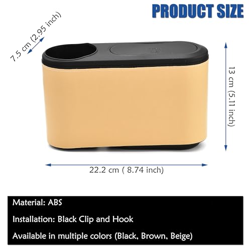 Image of Multifunctional Car Door Storage Box Mini Car Door Trash Can Cup Holder Insert Car Organizer Box Universal Car Interior Accessories, Beige