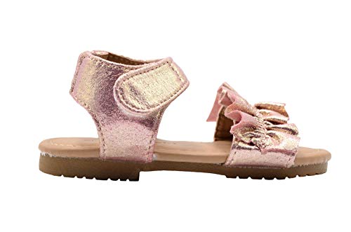 dELiAs Toddler Girls Fashion Sandals 8 M US Toddler Shimmery Flats with Ruffles Blush