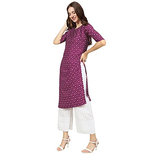 Image of Pinkmint Designer Woman's Crepe Multicolored Straight Kurta [A-355-330]