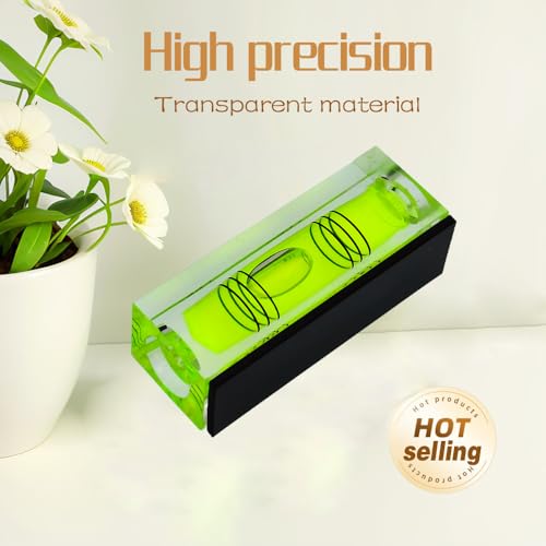 Mini Level Bubble Small Horizontal Bubble Three Line Horizontal Pearl Level Magnetometer (52 * 20 * 15mm Green magnetism 2PCS)