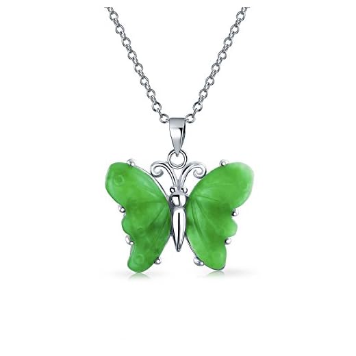 Gesneden groene jade tuin vlinder hanger met ketting voor dames voor jeugdig 925 sterling zilver ketting