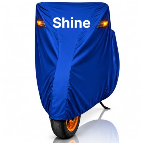 Image of Dhoom Bike Body Cover for Shine Cover | 100% Waterproof, Dustproof & Scratch Resistant | Heavy Duty Two Wheeler Covers with UV Protection, Heat Resistant | All Weather Outdoor Bike Cover (Blue)