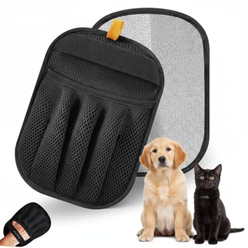 SUH7ABY Upgraded Pet Hair Remover Gloves for Cats & Dogs — Reusable Five-Finger Electrostatic Brush for Fast & Easy Pet Hair Removal on Carpet, Clothing, Couch, Car Seats — 1PC's (Black)