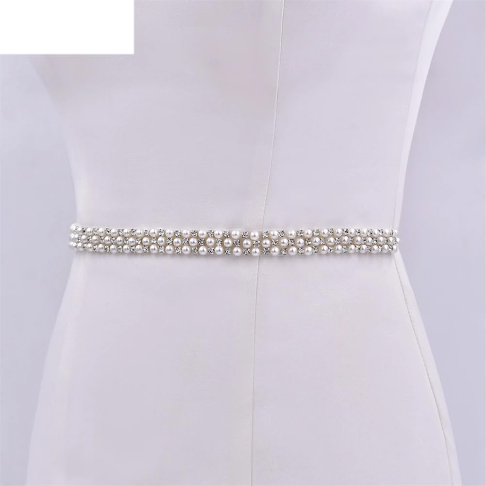 Cinturón de boda hecho a mano, elegante banda de perlas para vestido de fiesta, apliques de diamantes de imitación, accesorios de boda